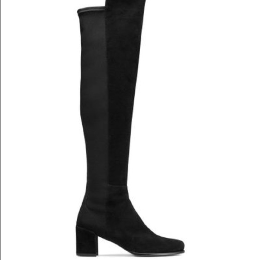 Stuart Weitzman The 5050BLOCK, Size 7, black suede